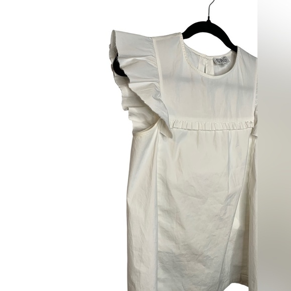 CAS Cloth & Steel Italy Quiet Luxury White Cotton Short Sleeve Blouse Size Small - Picture 4 of 7